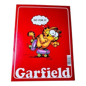 Garfield VTG 1978 Mead Pocket Folder Jim Davis School Portfolio Red Roller Skate